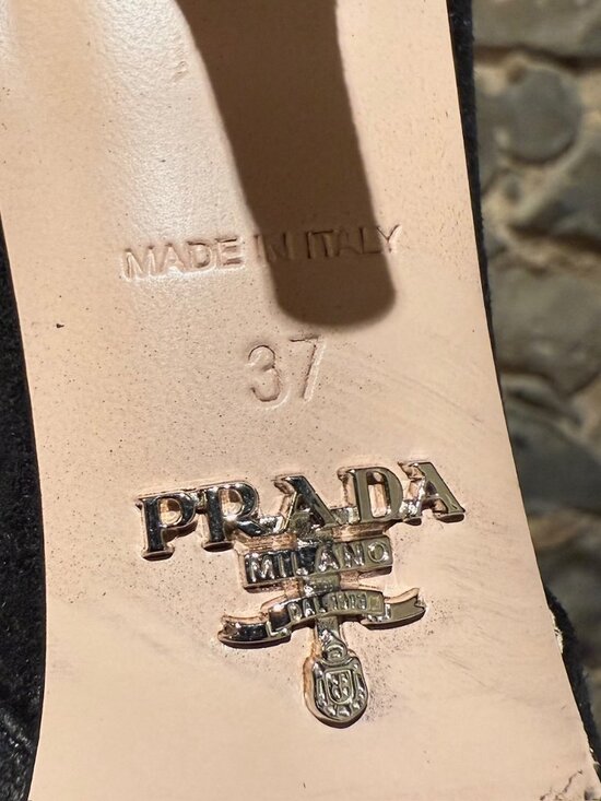 Prada Black Suede Crystal Embellished Slingback Pumps - Picture 8 of 11